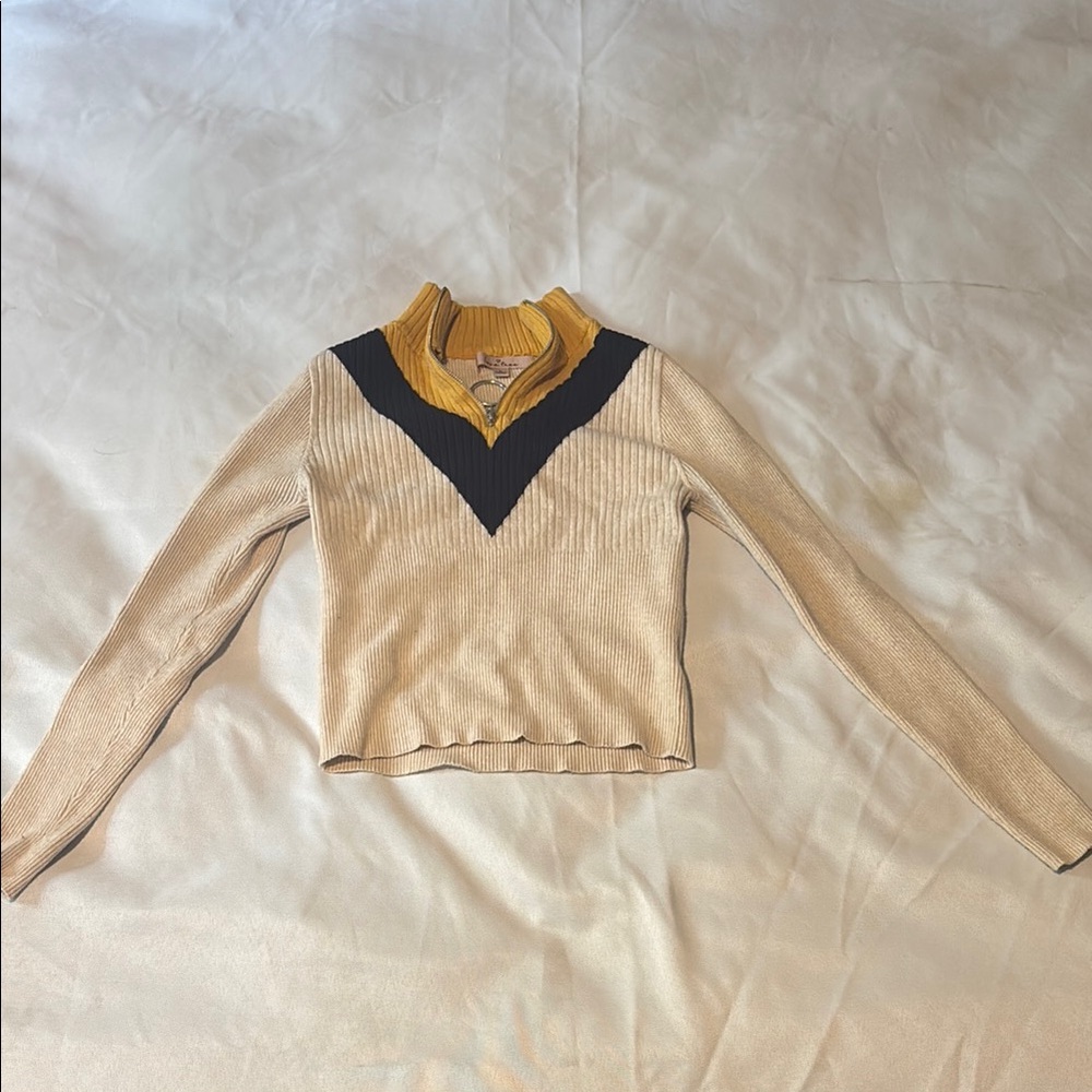 Love Tree Tan and Black V-Neck Sweatshirt